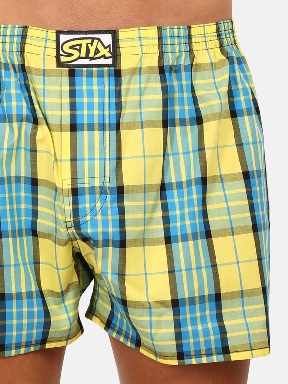 Styx Синьо-жълти мъжки карирани шорти Styx