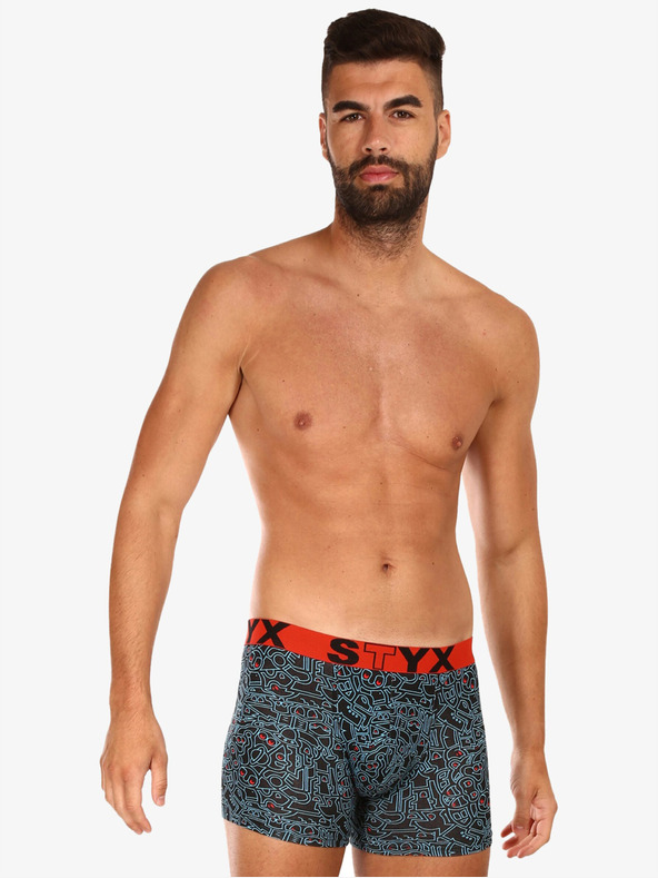 Styx Черни мъжки боксерки с шарка Styx