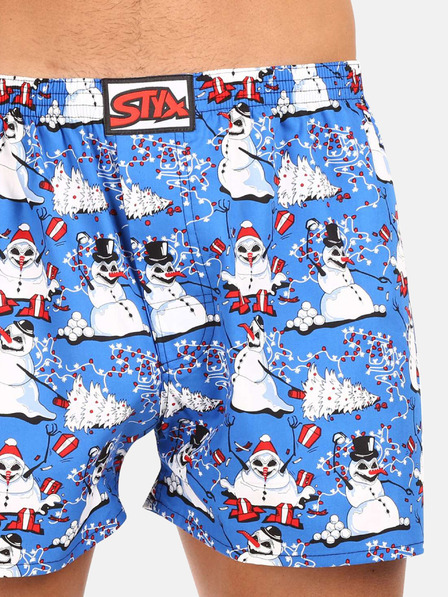 Styx Бели и сини мъжки коледни шорти Styx Коледни снежни човеци