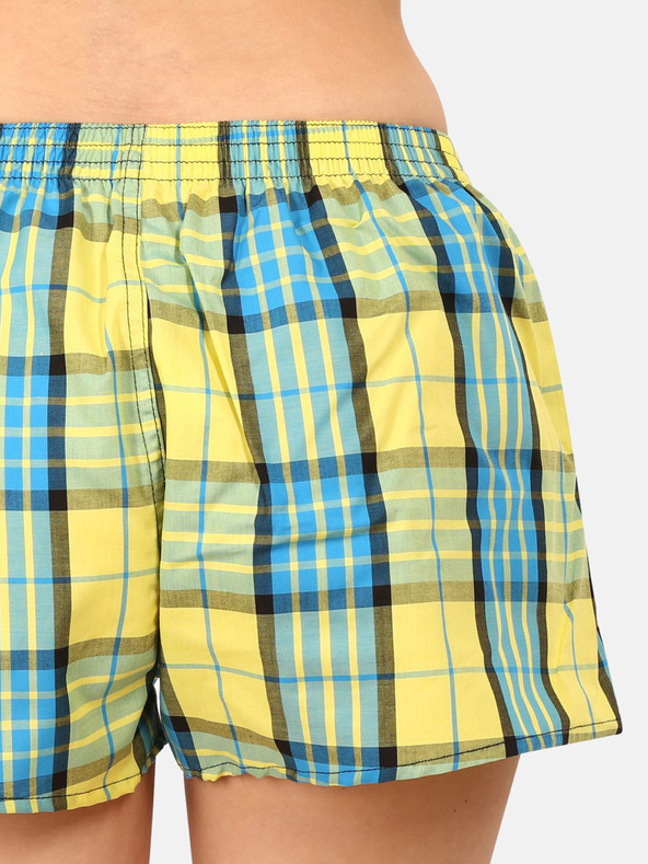 Styx Синьо-жълти дамски карирани къси панталони Styx