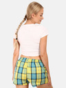 Styx Синьо-жълти дамски карирани къси панталони Styx