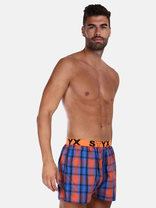 Styx Оранжево-сини мъжки карирани шорти Styx