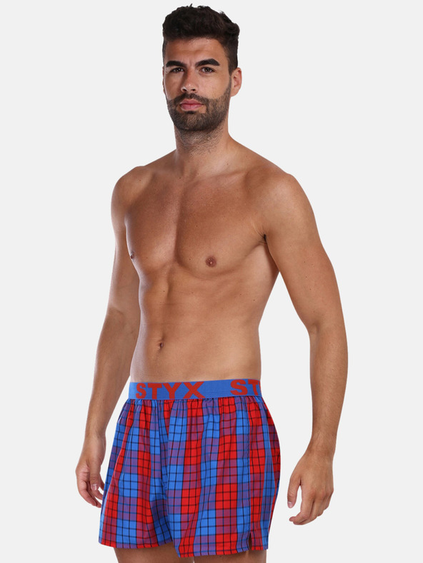Styx Червени и сини мъжки карирани къси панталони Styx