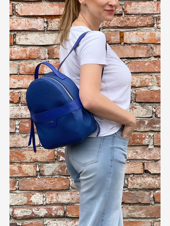 Elega Синя дамска кожена раница ELEGA Festy