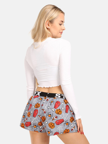 Styx Оранжеви и сиви дамски шарени шорти за сън Styx ковчези за Хелоуин