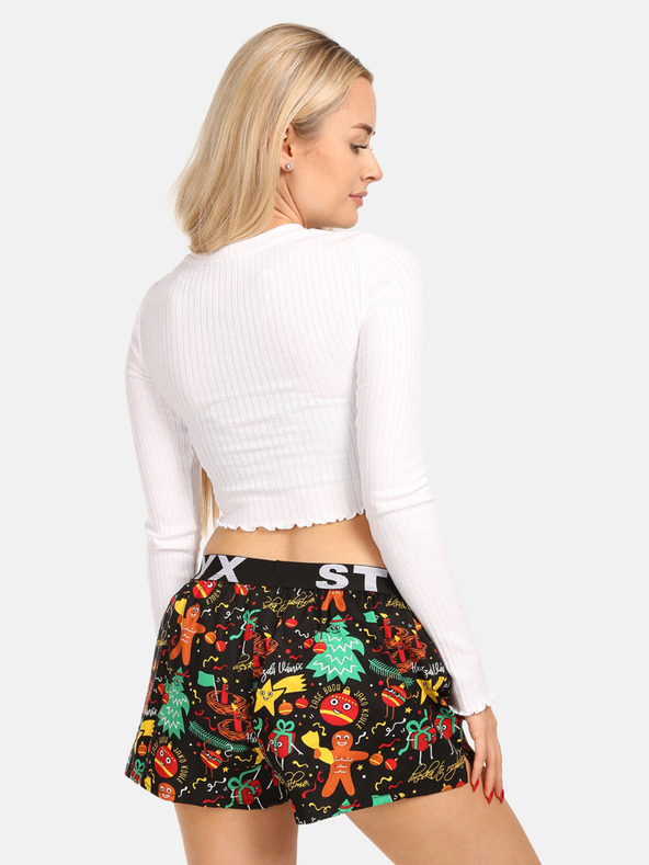 Styx Зелени и черни дамски шарени шорти за сън Styx Коледни орнаменти