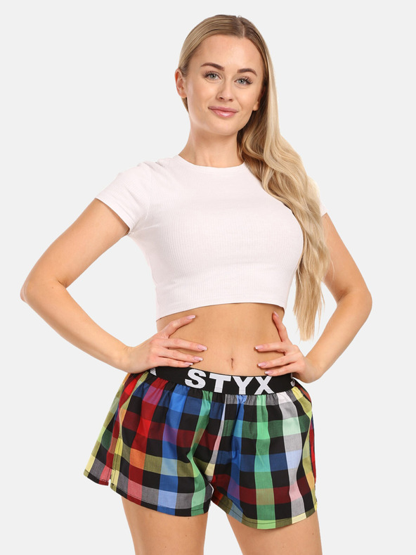 Styx Сини и зелени карирани къси панталони Styx за жени