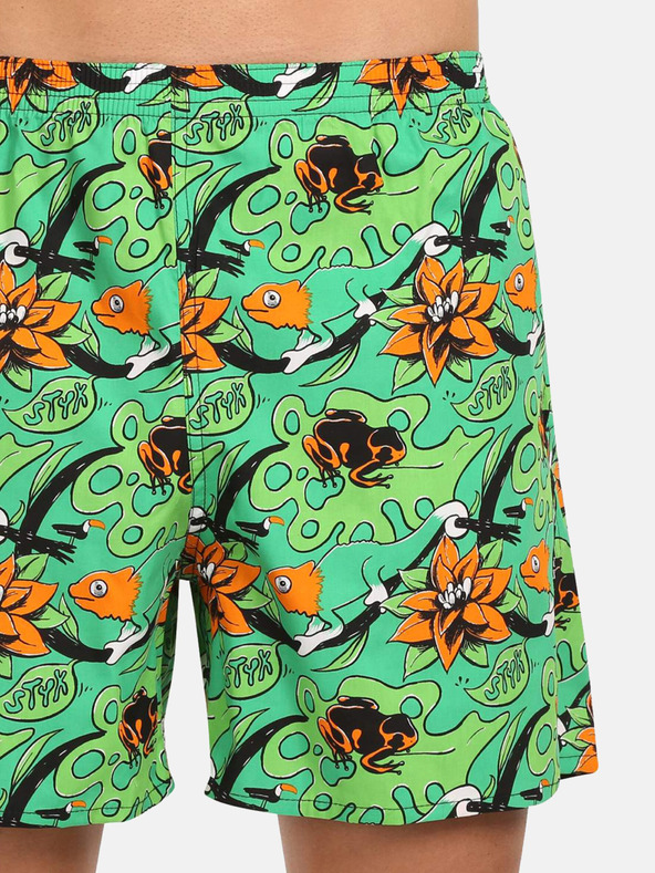 Styx Зелени мъжки домашни шорти с джобове Styx Tropic