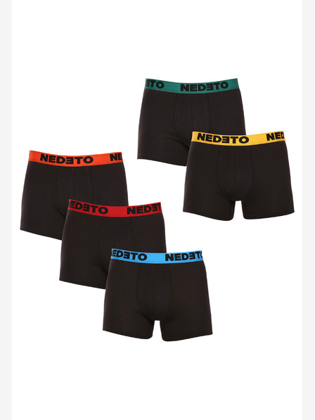 Nedeto Комплект от пет мъжки боксерки в черно Nedeto