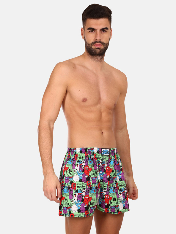 Styx Комплект от три мъжки шарени къси панталони в черно, лилаво и червено STYX