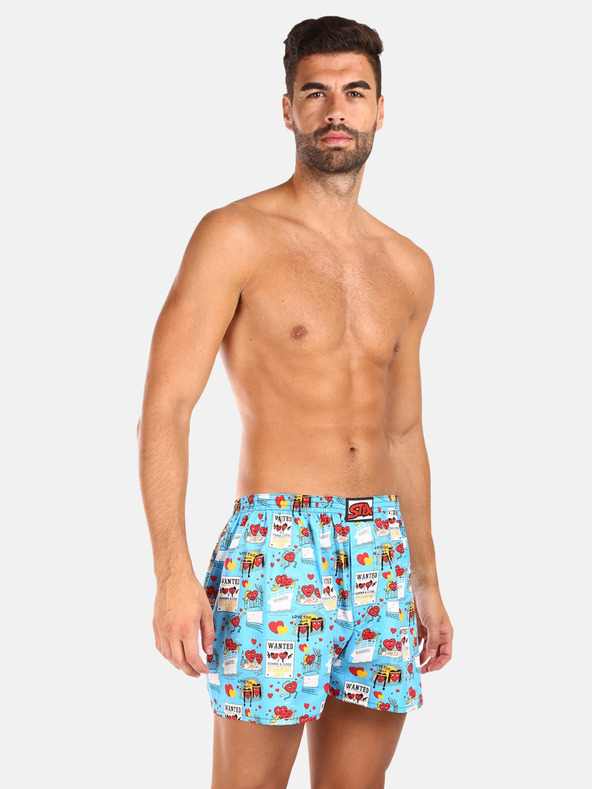 Styx Комплект от три мъжки шарени шорти в светлосиньо, сиво и червено STYX