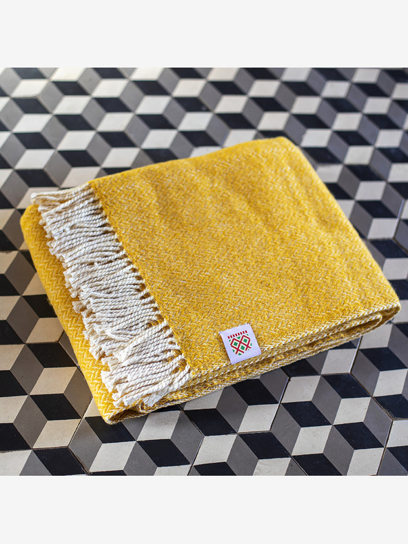 Balkanova Вълнено одеяло Elma I - жълта горчица