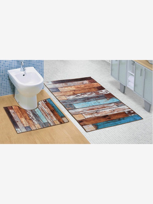 Bellatex Изтривалка за баня и тоалетна Дървен под 3D Bellatex