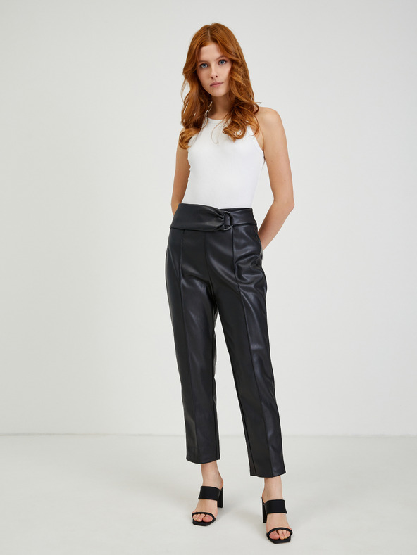 Orsay Черен дамски панталон от изкуствена кожа ORSAY