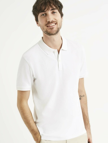Celio Бяла мъжка поло риза Celio