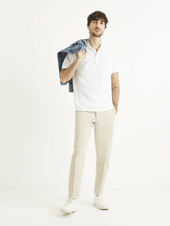 Celio Бяла мъжка поло риза Celio