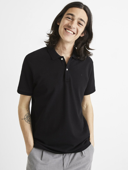 Celio Черна мъжка поло тениска Celio Teone