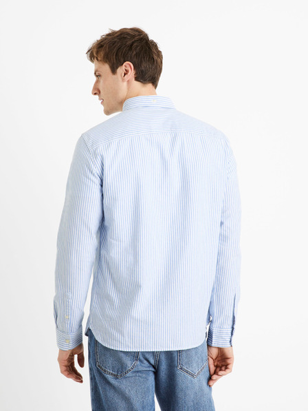 Celio Светлосиня мъжка риза на райета с редовна кройка Celio Caoxfordy