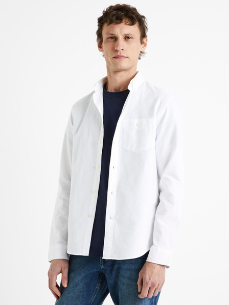 Celio Бяла мъжка памучна риза Celio Daxford