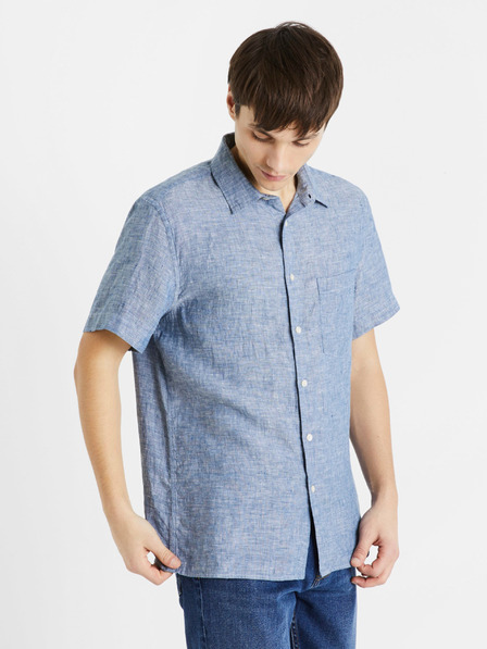 Celio Синя мъжка ленена риза Celio Damralin