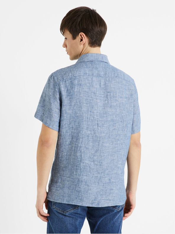 Celio Синя мъжка ленена риза Celio Damralin