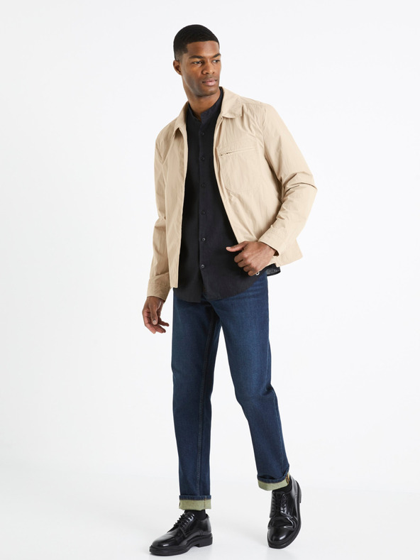 Celio Черна мъжка ленена риза Celio Damopoc