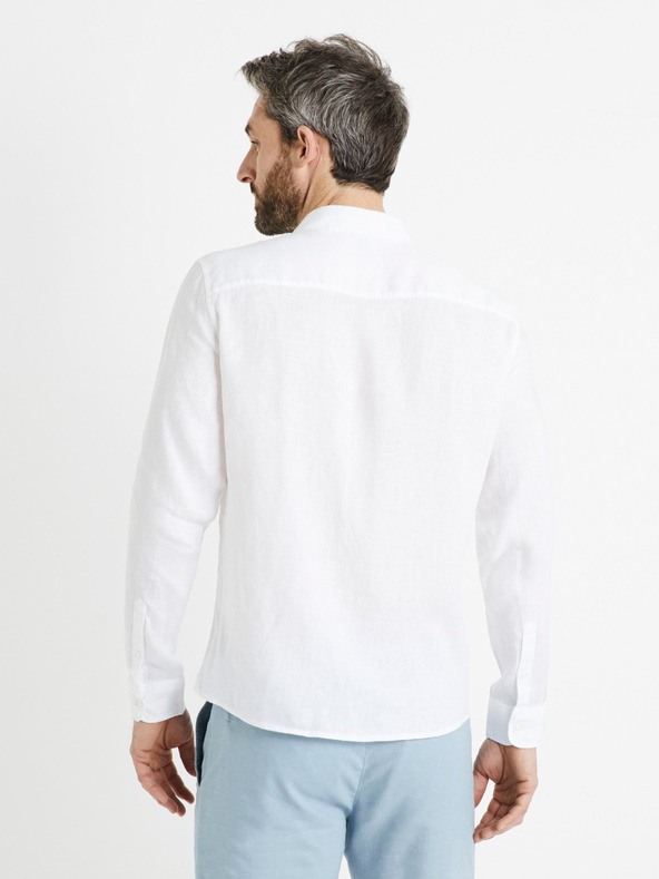 Celio Бяла мъжка ленена риза Celio Daflix