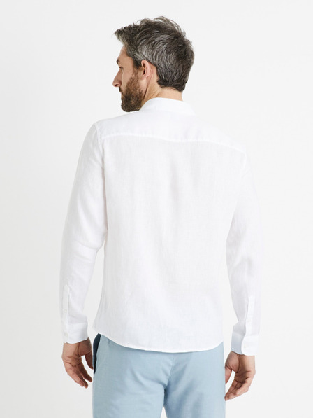 Celio Бяла мъжка ленена риза Celio Daflix