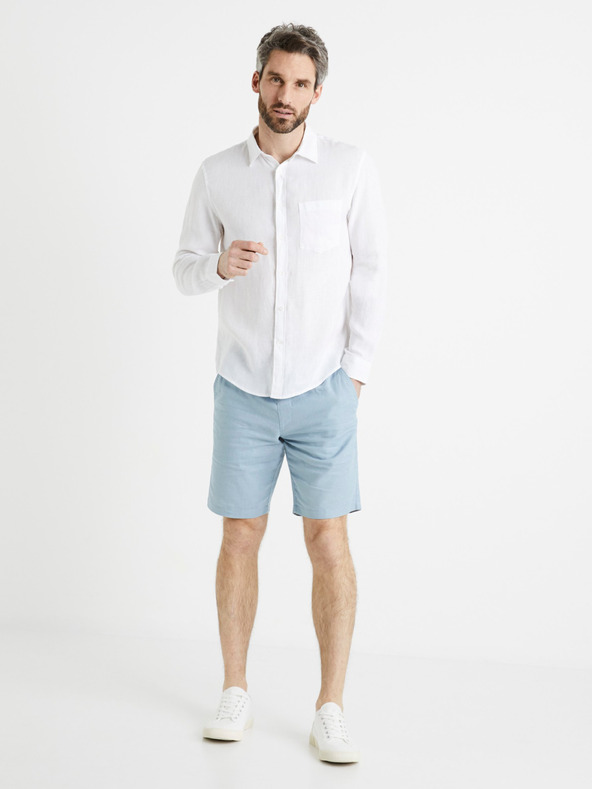 Celio Бяла мъжка ленена риза Celio Daflix