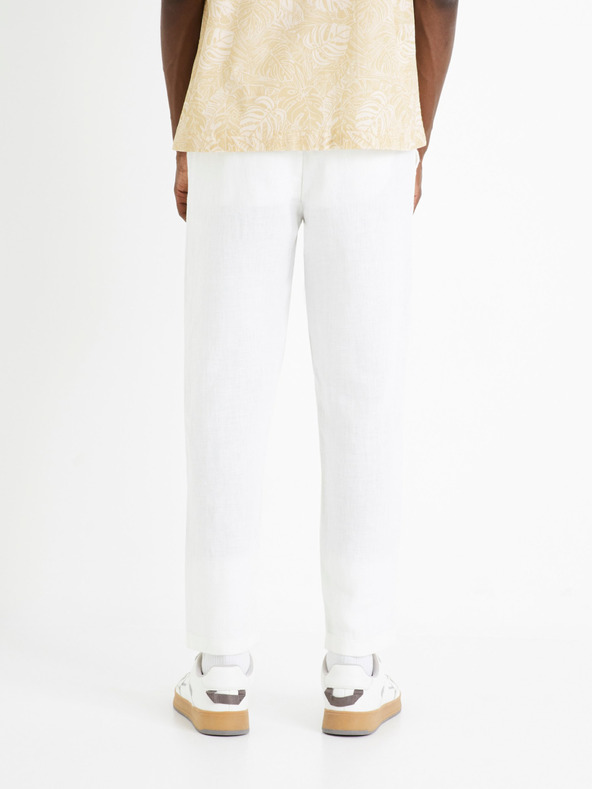 Celio Бели мъжки ленени панталони Celio Dolinus