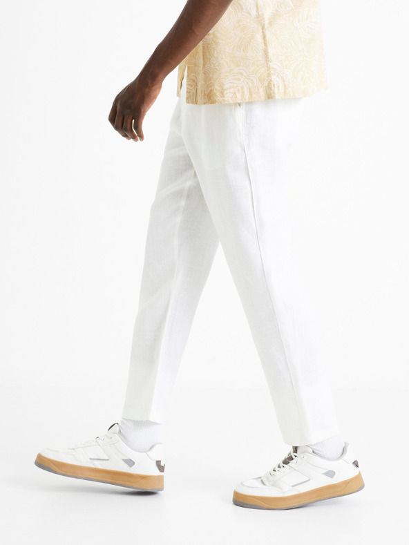 Celio Бели мъжки ленени панталони Celio Dolinus
