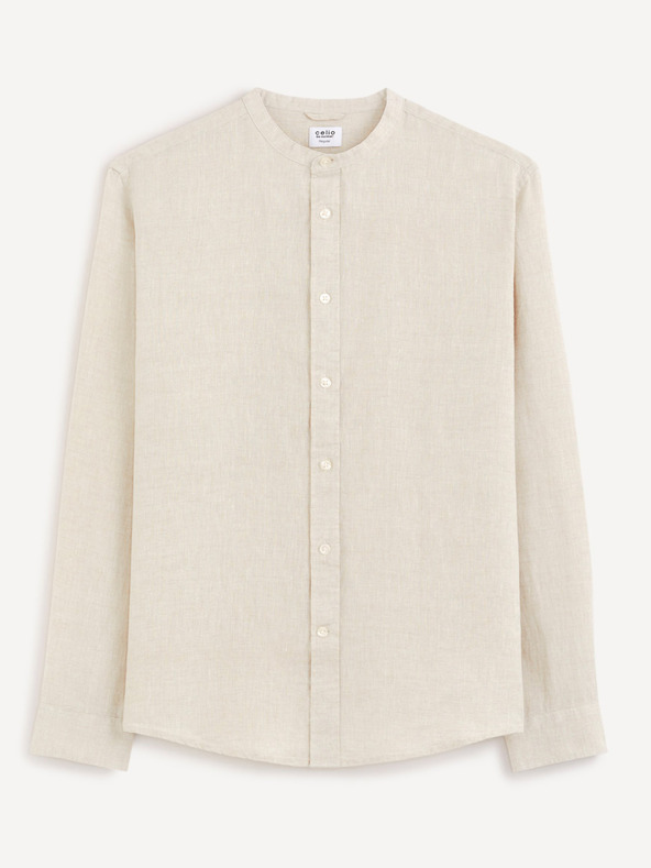 Celio Бежова мъжка ленена риза Celio Damaolin