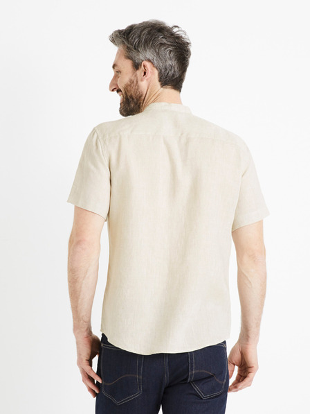 Celio Бежова мъжка ленена риза Celio Damopoc
