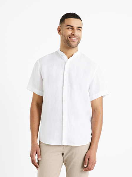 Celio Бяла мъжка ленена риза Celio Damopoc