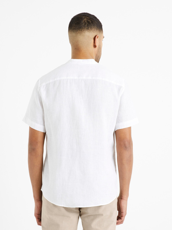 Celio Бяла мъжка ленена риза Celio Damopoc