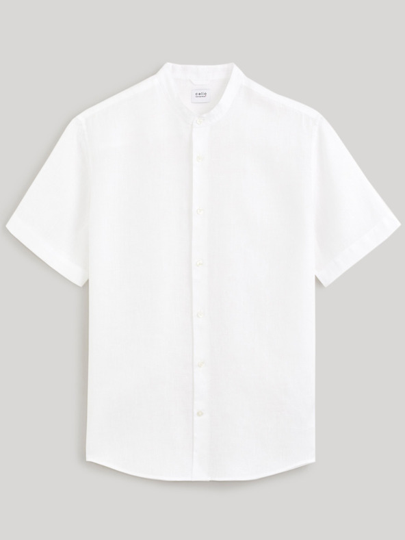 Celio Бяла мъжка ленена риза Celio Damopoc