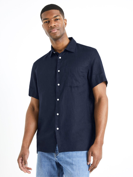 Celio Тъмносиня мъжка ленена риза Celio Damarlin