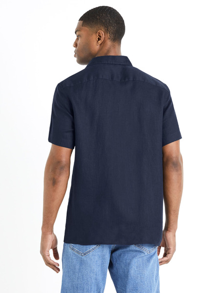 Celio Тъмносиня мъжка ленена риза Celio Damarlin