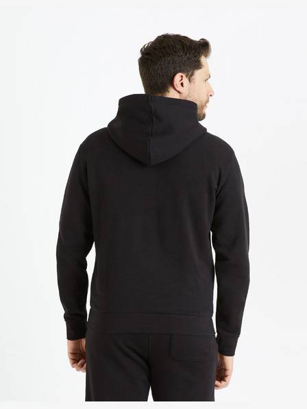 Celio Черен мъжки суитшърт с качулка Celio Fesix