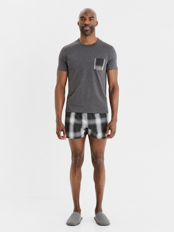 Celio Сива мъжка карирана къса пижама Celio Gipyshort2
