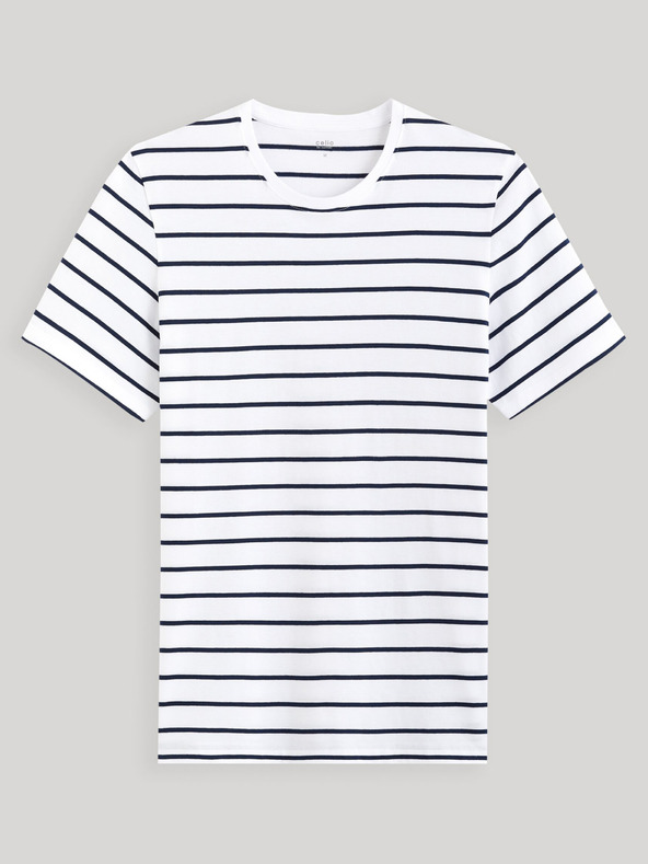 Celio Бяла мъжка спортна тениска на райета Celio Gebaser