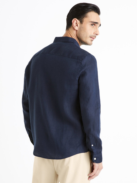 Celio Тъмно синя мъжка ленена риза Celio Daflix