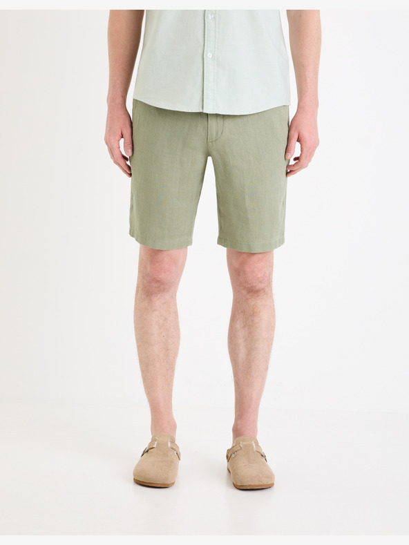 Celio Зелени мъжки ленени къси панталони Celio Dolinusbm