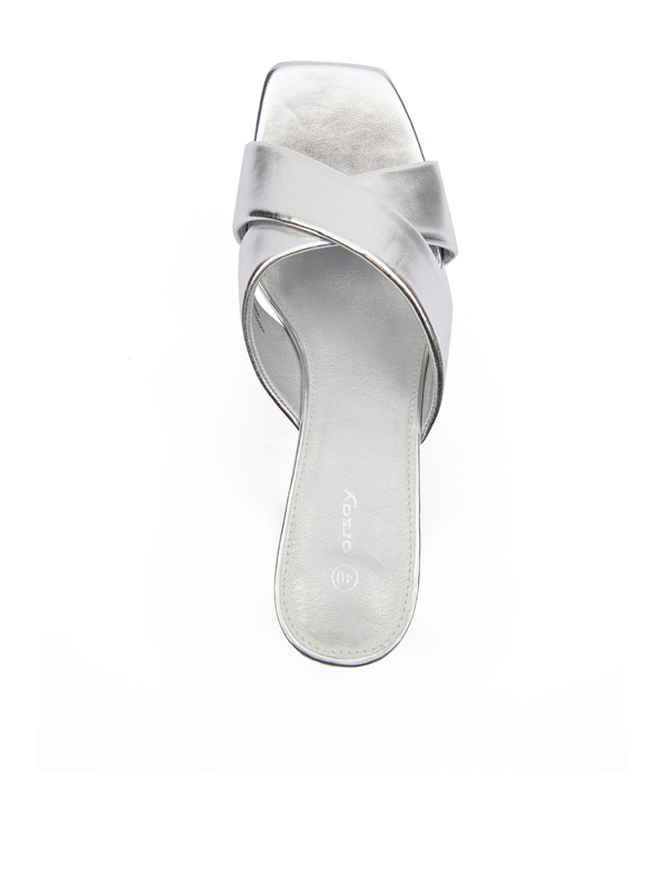 Orsay Сребристи дамски чехли на ток ORSAY