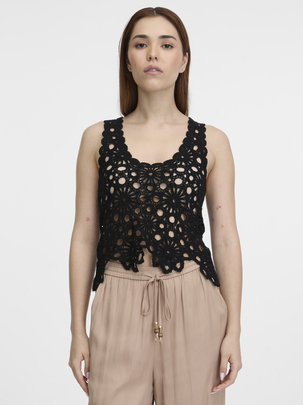 Orsay Черен дамски топ, плетен на една кука ORSAY