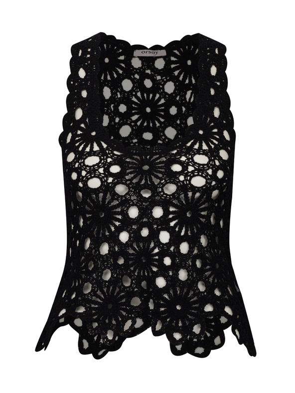 Orsay Черен дамски топ, плетен на една кука ORSAY