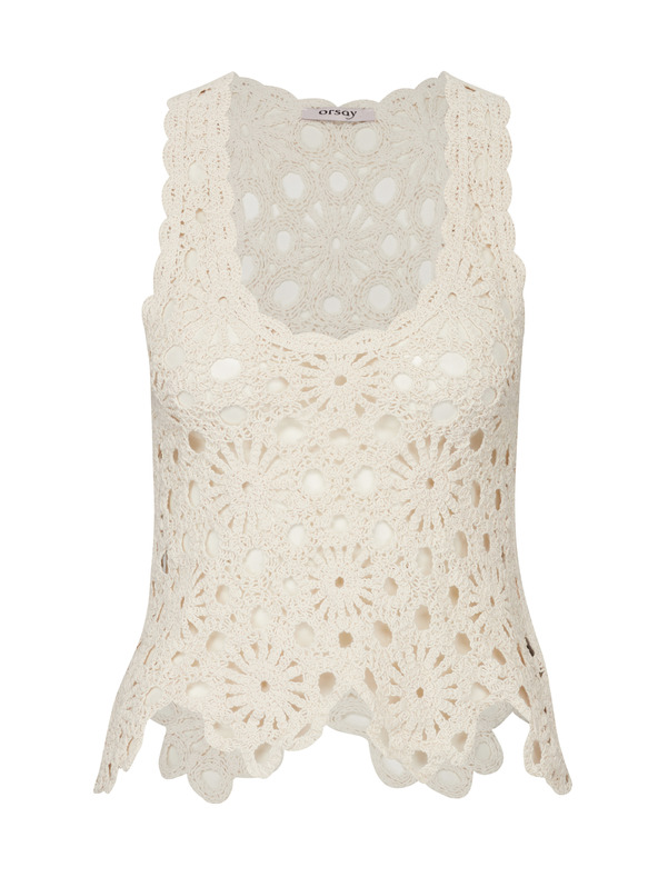 Orsay Кремав дамски топ, плетен на една кука ORSAY