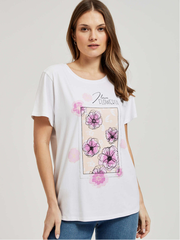 Moodo Дамска тениска с флорален принт Moodo