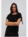Moodo Черна дамска ажурна тениска Moodo