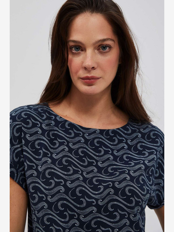 Moodo Тъмно синя шарена тениска Moodo